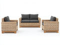 Gartensofa Set 220x80x75 cm Rattan Lounge Set mit 2 Sesseln und 2-Sitzer Sofa Outdoor Sitzgruppe für Garten Terrasse Modernes Design