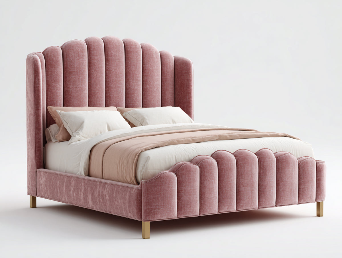 Doppelbett Polsterbett 200x180x120 cm - Rosa - modernes Design für Schlafzimmer