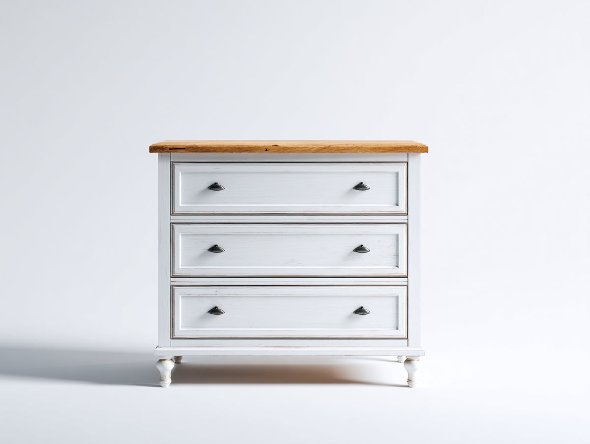 Kommode mit Schubladen 90x45x85 cm Holz Weiß Braun Moderne Schubladenkommode Landhausstil