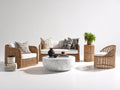 Gartensofa Rattan Lounge Set Naturfarben Weiß 240x80x75 cm Outdoor Sitzgruppe Modernes Design