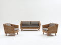 Gartensofa 180x75x85 cm Polyrattan Grau Natur Outdoor Lounge Sofa Set Modernes Design