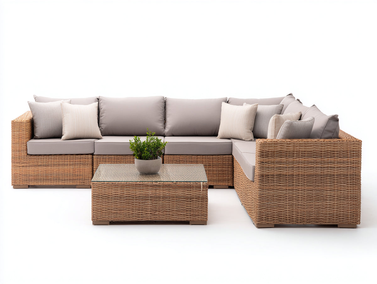 Gartensofa Set 300x300x75 cm Rattan Ecksofa mit Couchtisch Outdoor Lounge Sitzgruppe für Garten und Terrasse Modernes Design