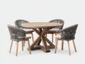 Garten Essgarnituren Holz 180x100x75 cm - Naturholz und Grau - modernes Gartenset mit 1 Tisch und 4 Stühlen