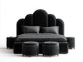Doppelbett Polsterbett Samtbezug 200 x 180 x 110 cm - Schwarz - Luxuriöses Design mit gepolstertem Kopfteil