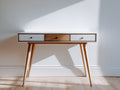 Schreibtisch Holzschreibtisch 120x50x75 cm Weiß-Naturholz Modernes Design