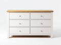 Kommode mit Schubladen 160x45x85 cm - Weiß und Naturholz - modernes Design für Schlafzimmer
