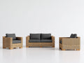 Gartensofa Polyrattan 220x80x85 cm - Naturholz und Grau - modernes Outdoor Sofa Set