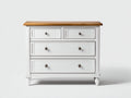 Kommode mit Schubladen Holzkommode 120x45x85 cm Weiß-Naturholz Modernes Landhausdesign