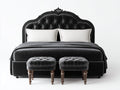 Doppelbett Polsterbett Samtbett 200x180x120 cm Schwarz Klassisches Design