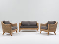 Gartensofa Polyrattan 220x80x85 cm - Naturholz und Grau - modernes 3-teiliges Gartenset