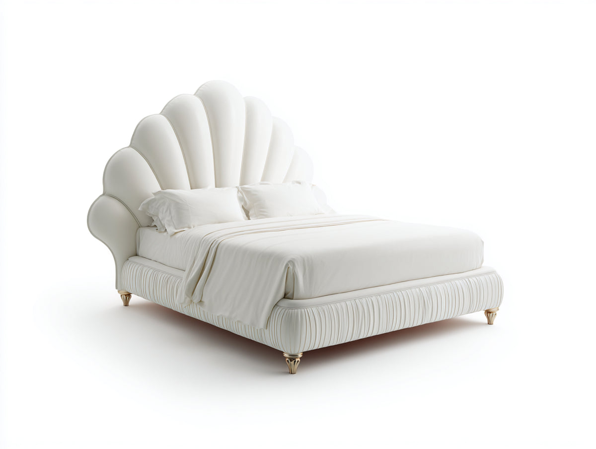 Doppelbett 220x190x120 cm Stoff Weiß Polsterbett Modernes Design